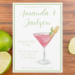 Invitation Watercolor Engagement Party Cocktail cosmopolite