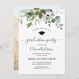Invitation Watercolor Eucalyptus Fête de graduation