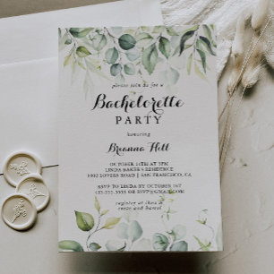 Invitation Watercolor Eucalyptus Green Bachelorette Party