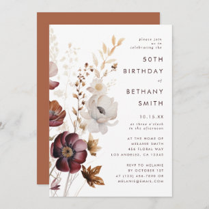 Invitation Watercolor Fall Floral Anniversaire Party
