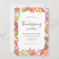 Watercolor Fall Foliage Thanksgiving Dinner