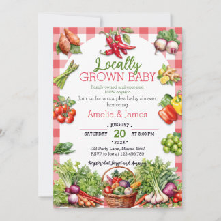 Invitation Watercolor Farmers Market Cultivé Localement BabyD