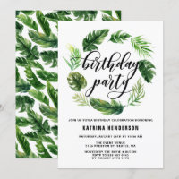 Watercolor Feuilles tropicaux Wreath fête d'annive