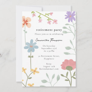 Invitation Watercolor Fleur sauvage Floral Retraite Party