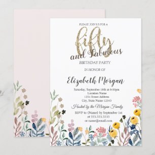 Invitation Watercolor Fleur sauvage Meadow 50e anniversaire
