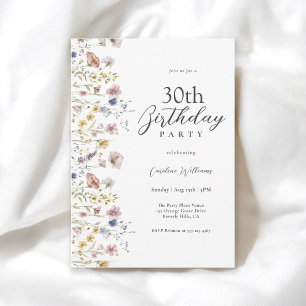 Invitation Watercolor Fleurs sauvages Floral 30e fête d'anniv