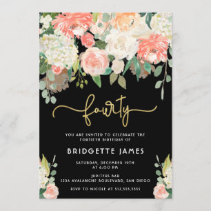 Invitation Watercolor Floral 40e anniversaire