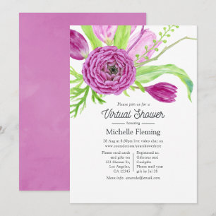 Invitation Watercolor Floral Baby shower virtuel