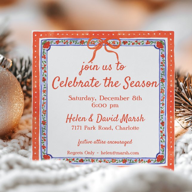 Invitation Watercolor Floral Block Imprimer Noël (Créateur téléchargé)