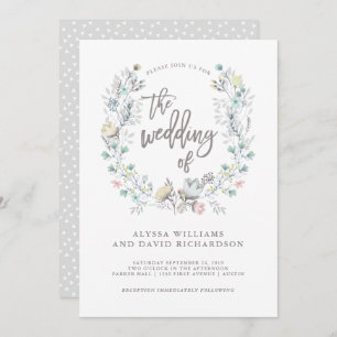 Invitation Watercolor Floral Botanique Wreath   MARIAGE