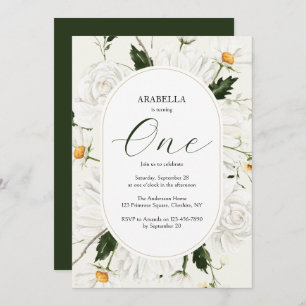 Invitation Watercolor Floral Daisies 1ère fête d'anniversaire