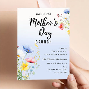 Invitation Watercolor Floral Fête des mères Brunch Party