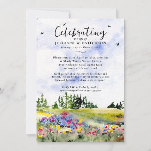 Invitation Watercolor Floral Field Celebration of Life Photo