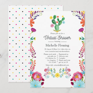 Invitation Watercolor Floral Fiesta Baby shower virtuel