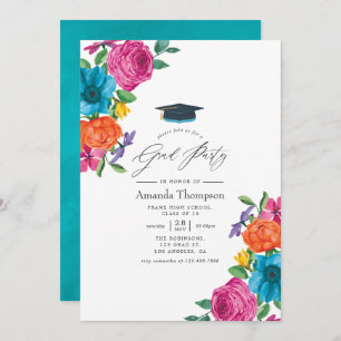 Invitation Watercolor Floral Fiesta Graduation Party