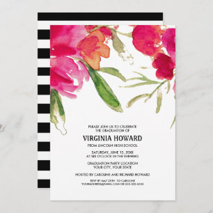 Invitation Watercolor Floral Graduation Party