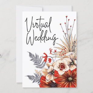 Invitation Watercolor Floral Red Cream mariage virtuel
