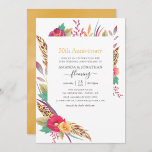 Invitation Watercolor Floral Safari 50e anniversaire Mariage