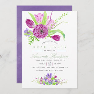 Invitation Watercolor Floral Spring 2018 Graduation Party