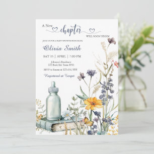 Invitation Watercolor Floral Storybook Baby shower garçon