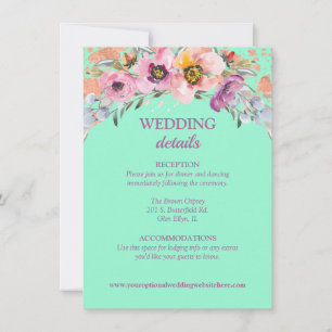 Invitation Watercolor Floral sur Neo Mint Mariage Réception