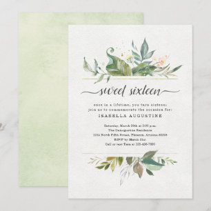 Invitation Watercolor Floral Sweet sixteen fête d'anniversair