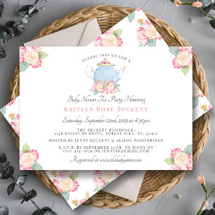 Invitation Watercolor Floral Tea Party BABY SHOWER
