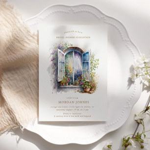 Invitation Watercolor floral window bridal shower staycation 