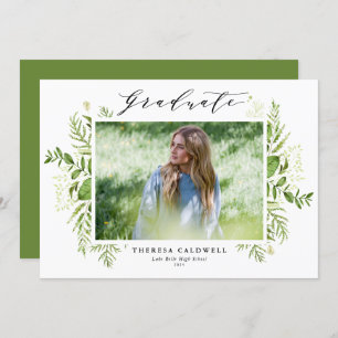 Invitation Watercolor Foliage Photo Graduation Invite