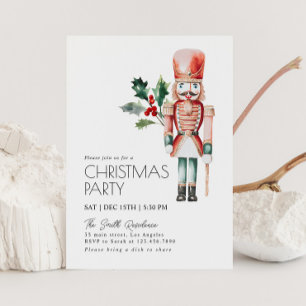 Invitation Watercolor Folift Nutcracker fête de Noël