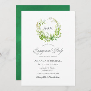 Invitation Watercolor Forest Green Engagement Party