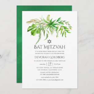 Invitation Watercolor Forest Greenery Bat mitzvah