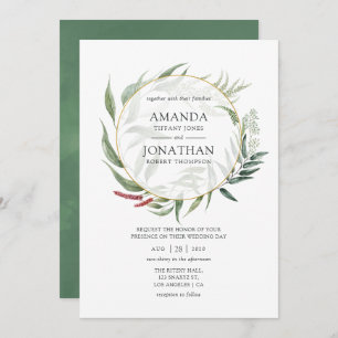 Invitation Watercolor Forest Herbarium Mariage géométrique