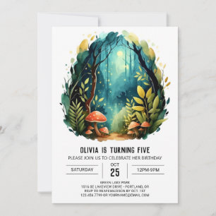 Invitation Watercolor Forest Kids Woodland Anniversaire