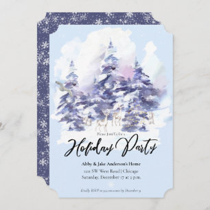 Invitation Watercolor Forêt de bois Fête d'hiver