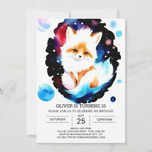 Invitation Watercolor Fox Anniversaire Aventure