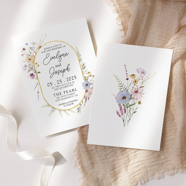 Invitation Watercolor Garden Fleurs sauvages Boho Mariage mod (Créateur téléchargé)