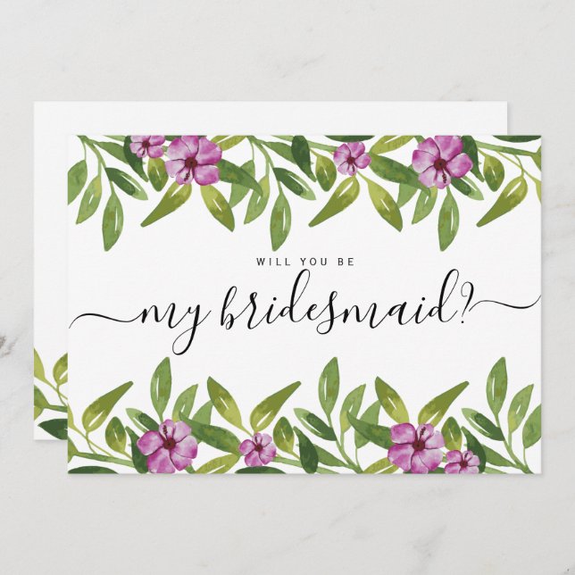 Invitation Watercolor garland sera-tu ma servante (Devant / Derrière)