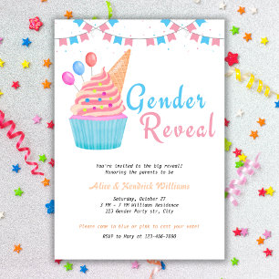 Invitation Watercolor Genre Revela Party Blue Rose Cupcake