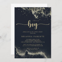 Watercolor Gold Splash C'est un Baby shower garçon