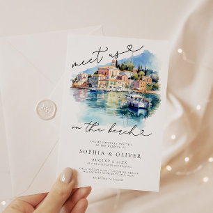Invitation Watercolor Grèce Beach Destination Mariage