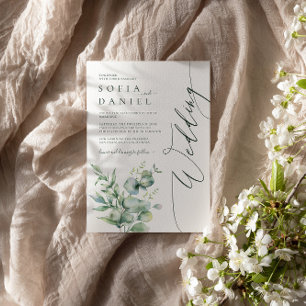 Invitation Watercolor Green Floral Winter Wedding Party