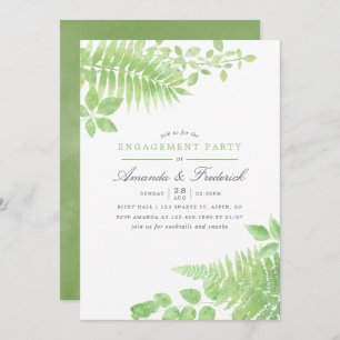 Invitation Watercolor Green Foliage Engagement