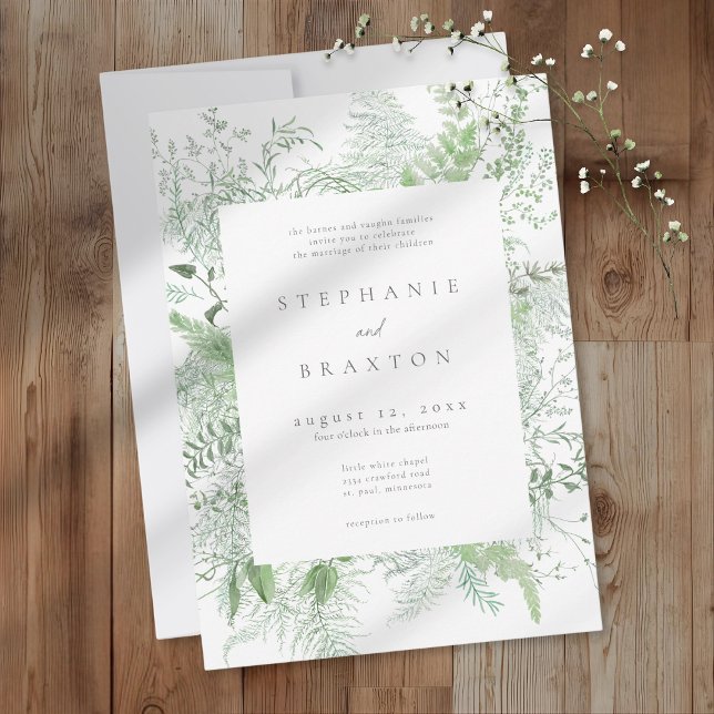 Invitation Watercolor Greenery Fern Rustic Wedding (Watercolor Greenery Fern Rustic Wedding Invitation)