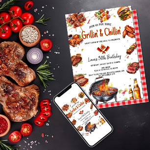 Invitation Watercolor Grill & Chill BBQ fête d'anniversaire
