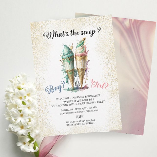 Invitation Watercolor Hi ou She Genre révéler (Créateur téléchargé)