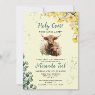 Invitation Watercolor Highland Cow Baby shower