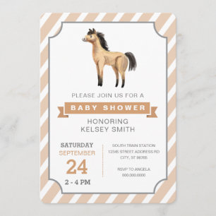 Invitation Watercolor Horse Farm Baby shower neutre genre