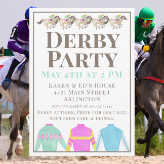 Invitation Watercolor Horse Racing Silks Derby Party Design