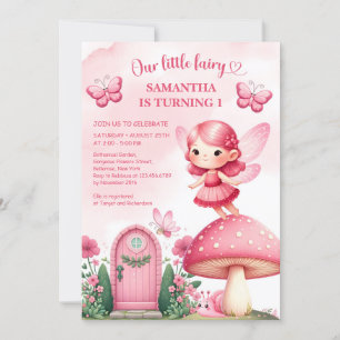 Invitation Watercolor hot rose fée jardin fille